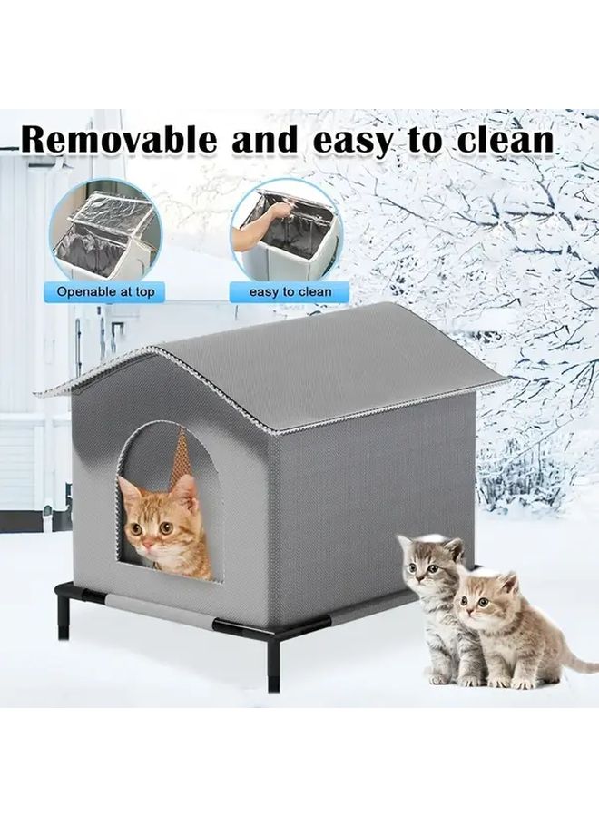 Large All Weather Heavy Duty Oxford Fabric Cat House With Thermal Pad - Image 2